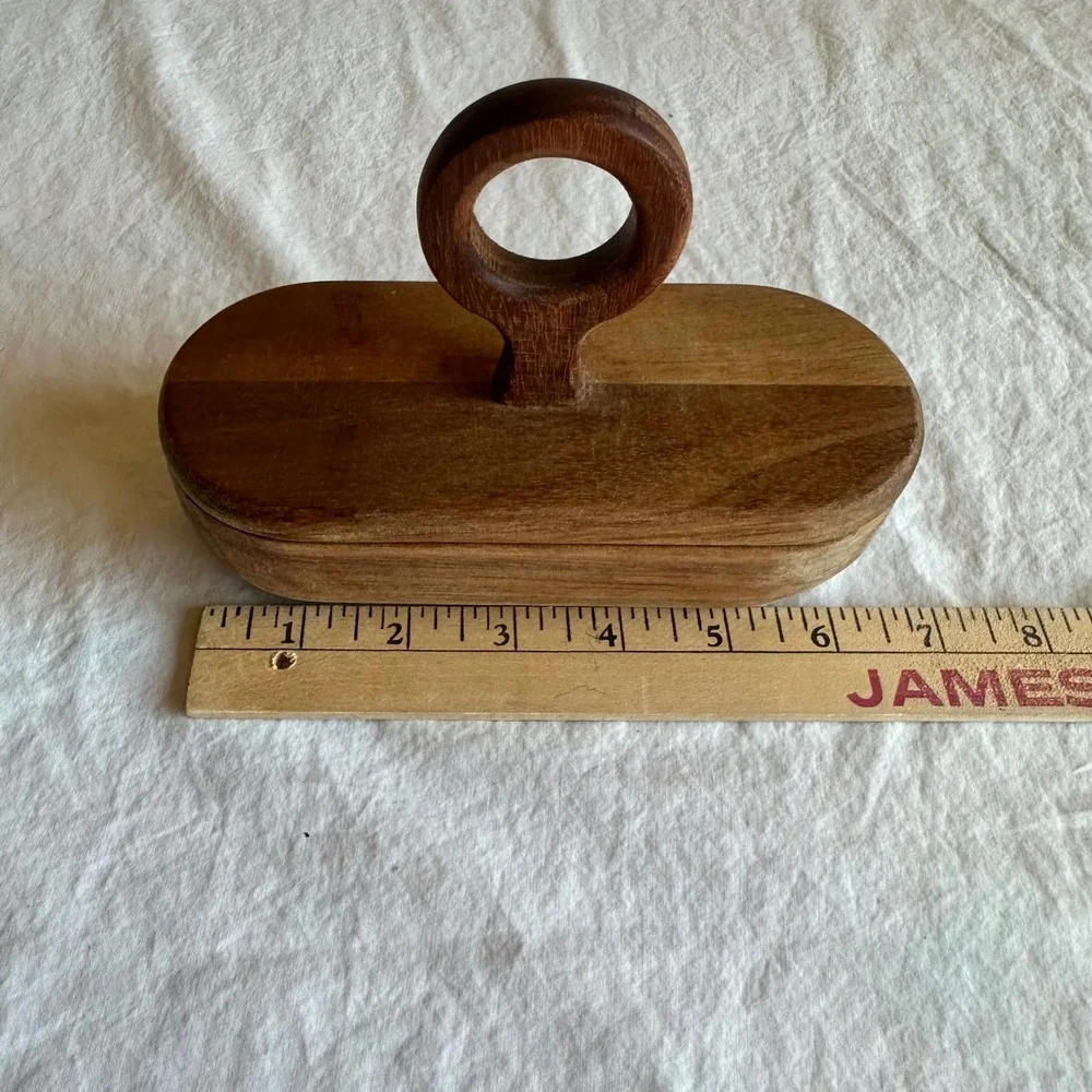 Bloomingville Acacia Wood Divided Container Dish Serving Storage Ring Handle Lid